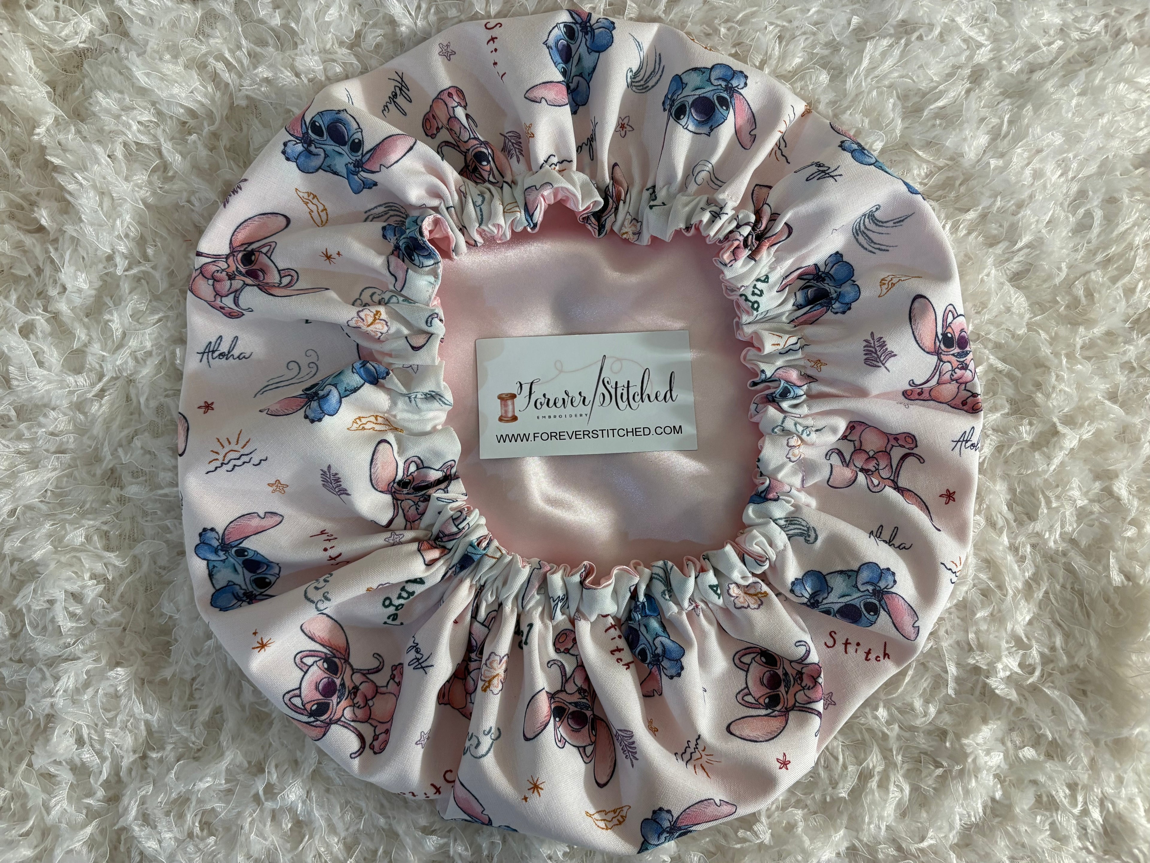 Stitch & Angel Aloha Cotton Print Bonnet with Charmeuse Satin Lining | Print Satin Hair Bonnet for Curly & Natural Hair