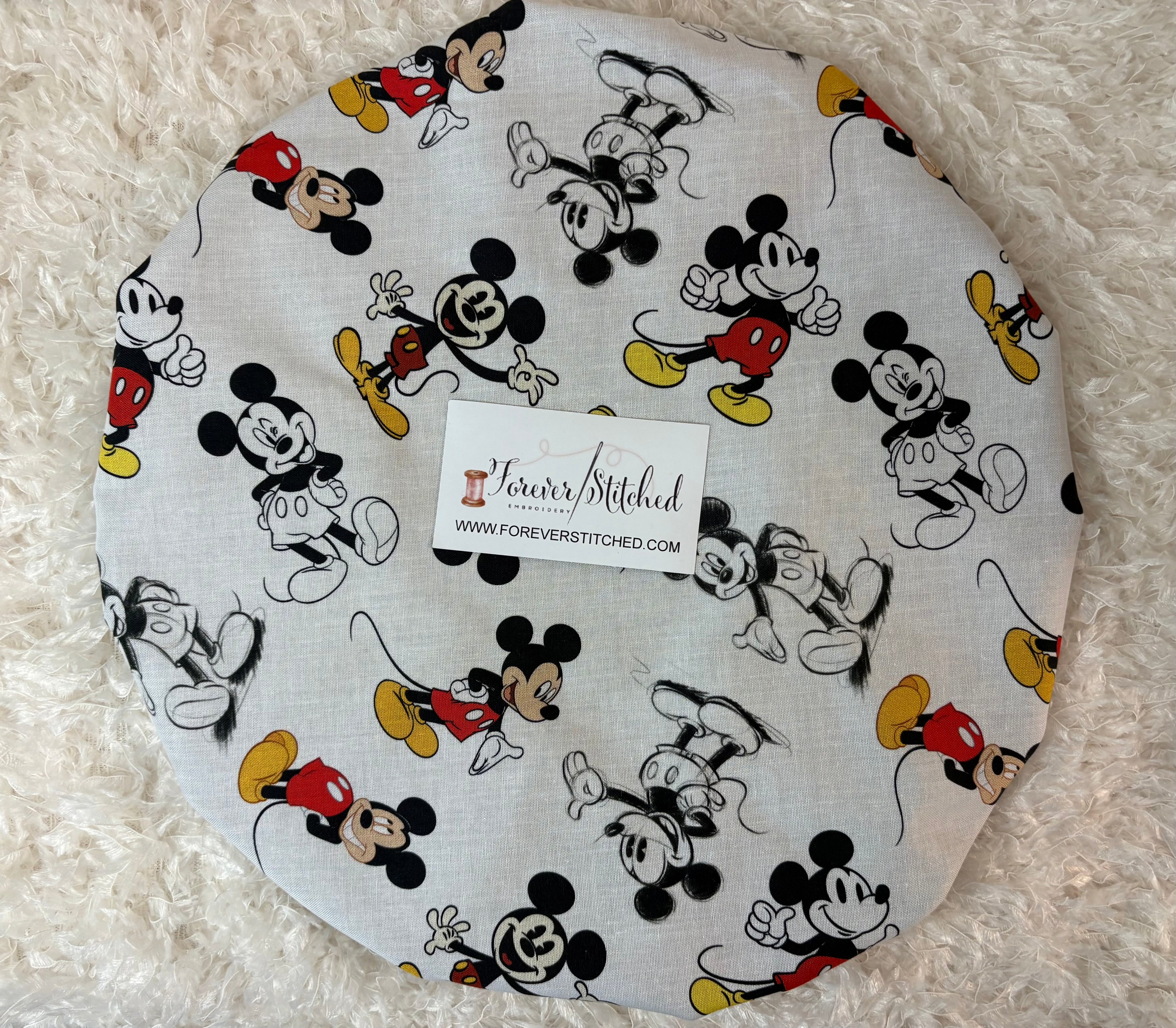 Mickey Cotton Print Bonnet with Charmeuse Satin Lining | Print Satin Hair Bonnet for Curly & Natural Hair
