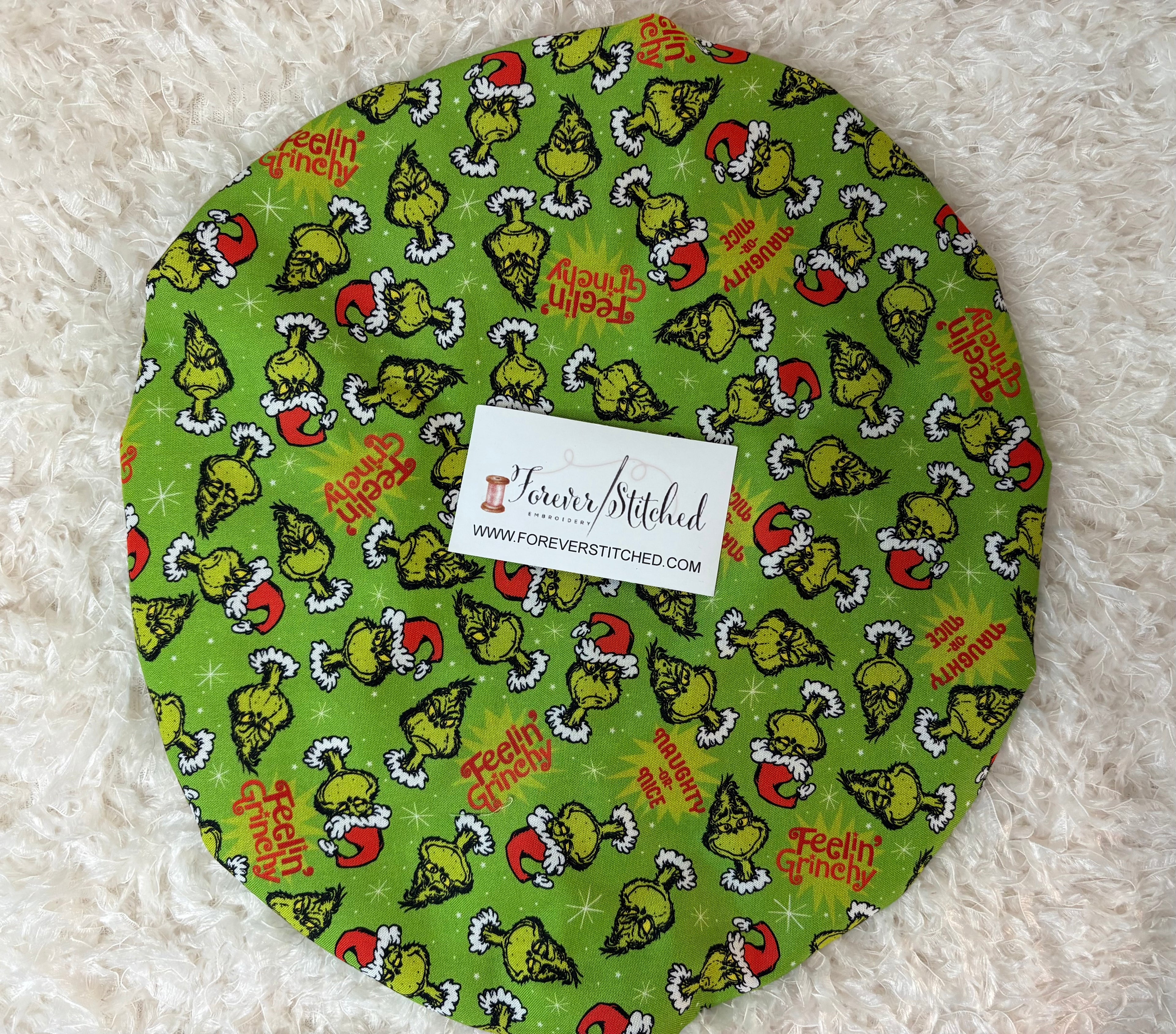 Grinch “Feeling Grinchy” Cotton Bonnet with Charmeuse Satin Lining | Holiday Satin Hair Bonnet for Curly & Natural Hair