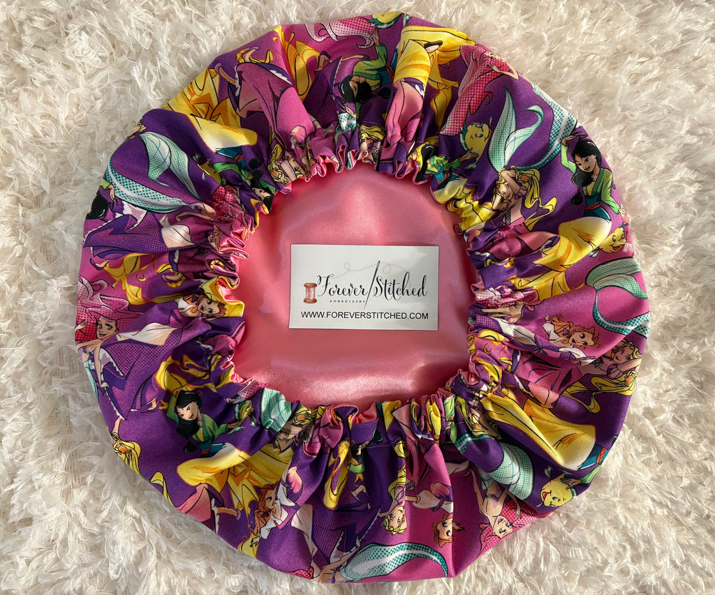 Ariel Mulan Belle Cotton Print Bonnet with Charmeuse Satin Lining | Print Satin Hair Bonnet for Curly & Natural Hair