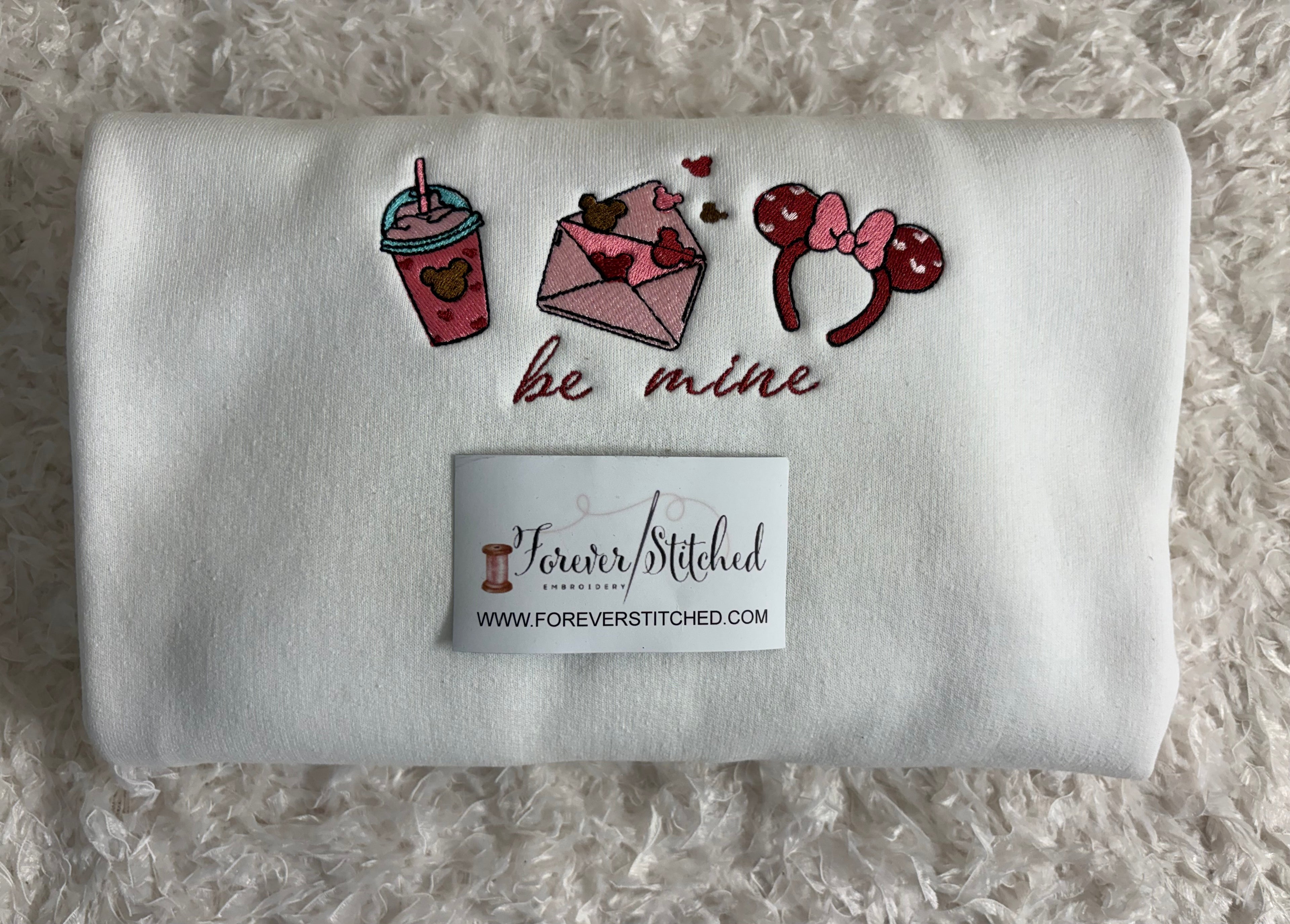 Be Mine Valentine Embroidered Sweatshirt – Cozy Valentine Crewneck with Love Icons