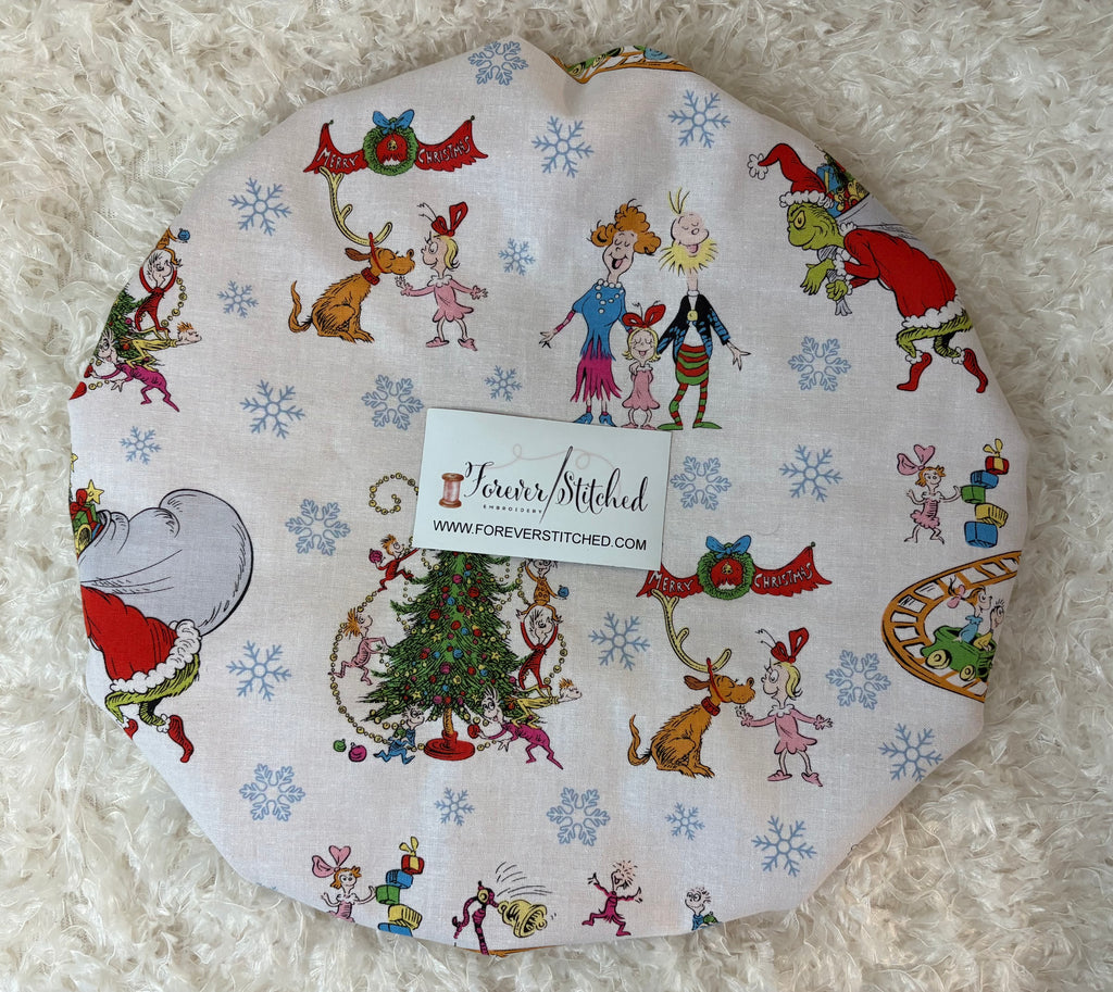 Grinch “Stole Christmas” Cotton Bonnet with Charmeuse Satin Lining | Holiday Satin Hair Bonnet for Curly & Natural Hair