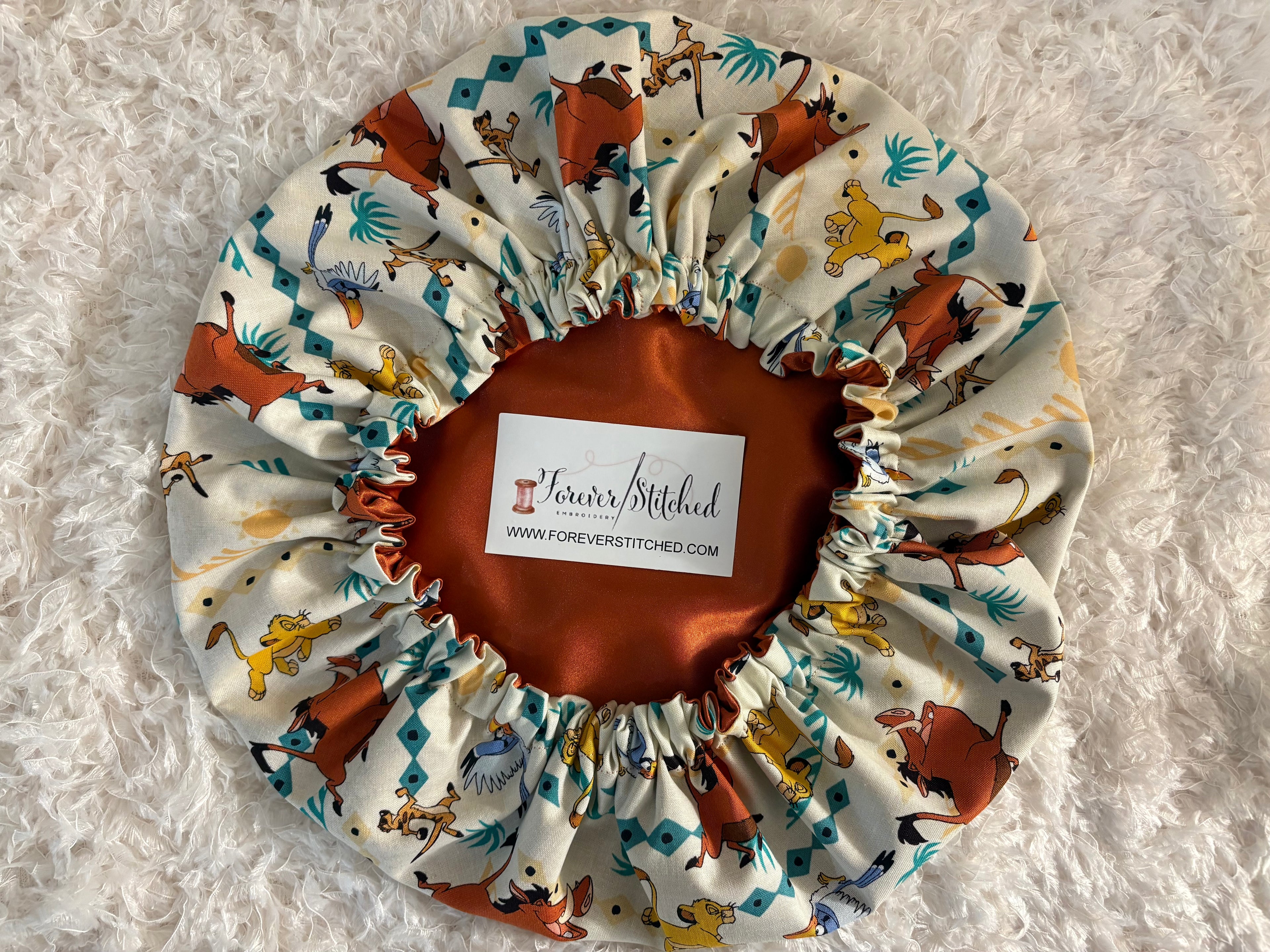 Lion King Cotton Print Bonnet with Charmeuse Satin Lining | Print Satin Hair Bonnet for Curly & Natural Hair