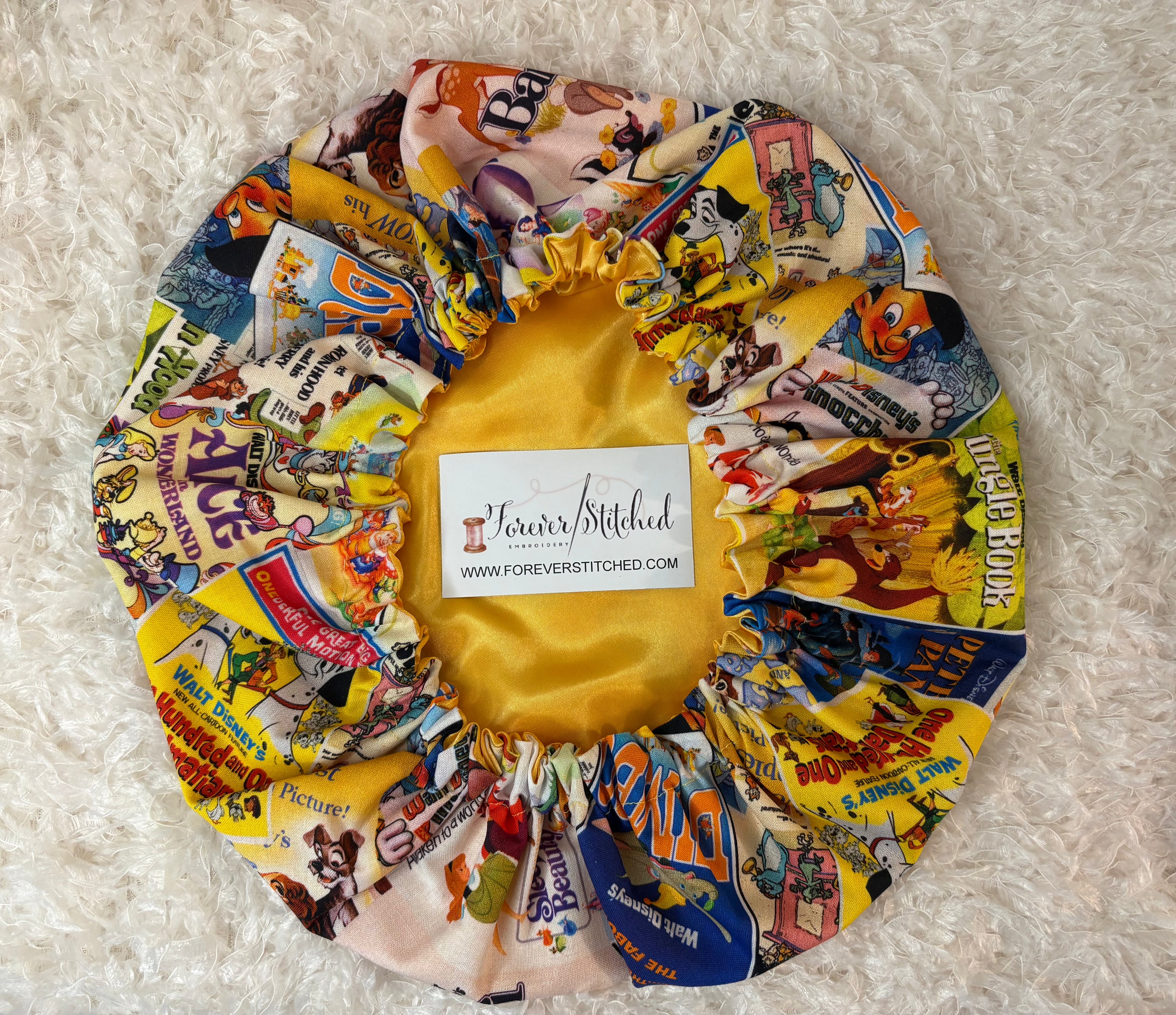 Memory Lane Print Bonnet with Charmeuse Satin Lining | Print Satin Hair Bonnet for Curly & Natural Hair