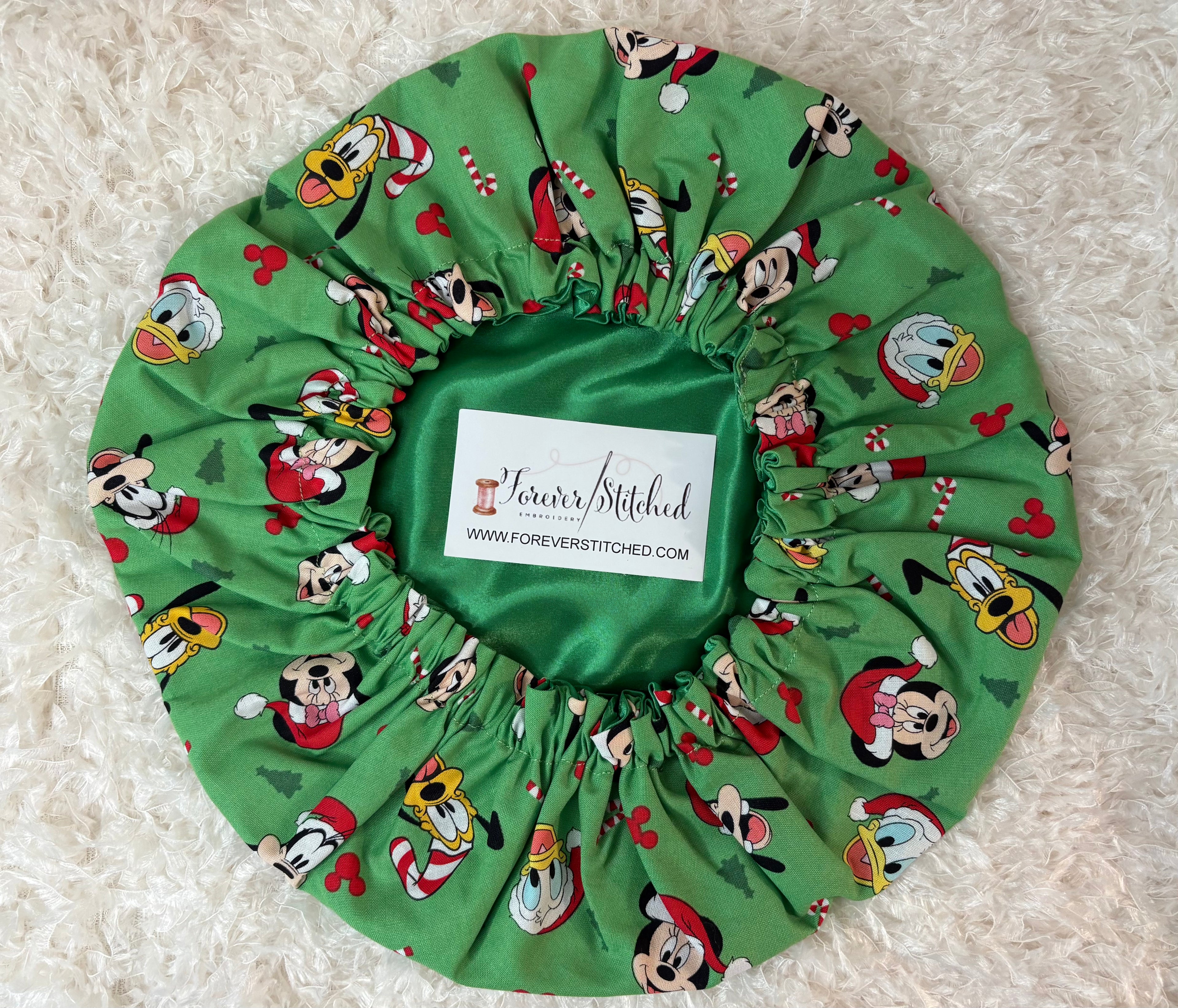 Mickey & Crew Christmas Print Bonnet with Charmeuse Satin Lining | Print Satin Hair Bonnet for Curly & Natural Hair (Copy)