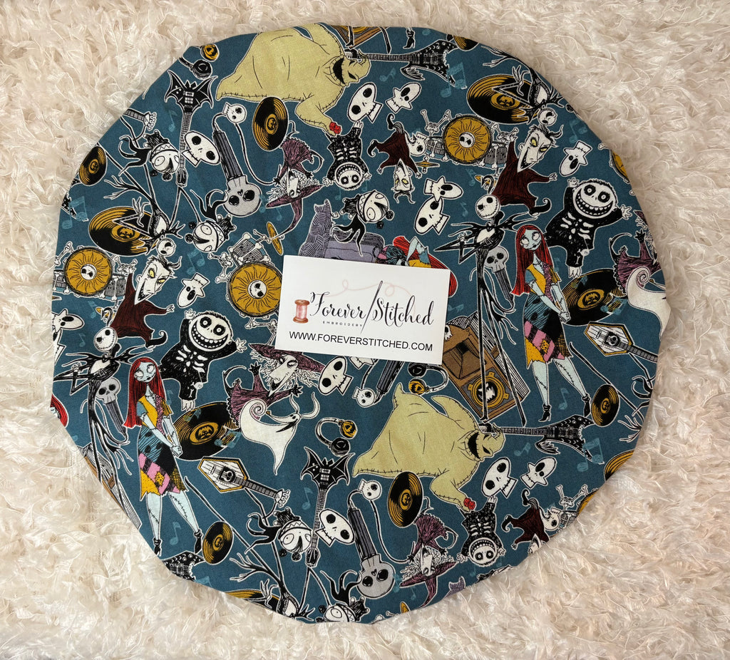 The Nightmare before Christmas Print Bonnet with Charmeuse Satin Lining | Print Satin Hair Bonnet for Curly & Natural Hair