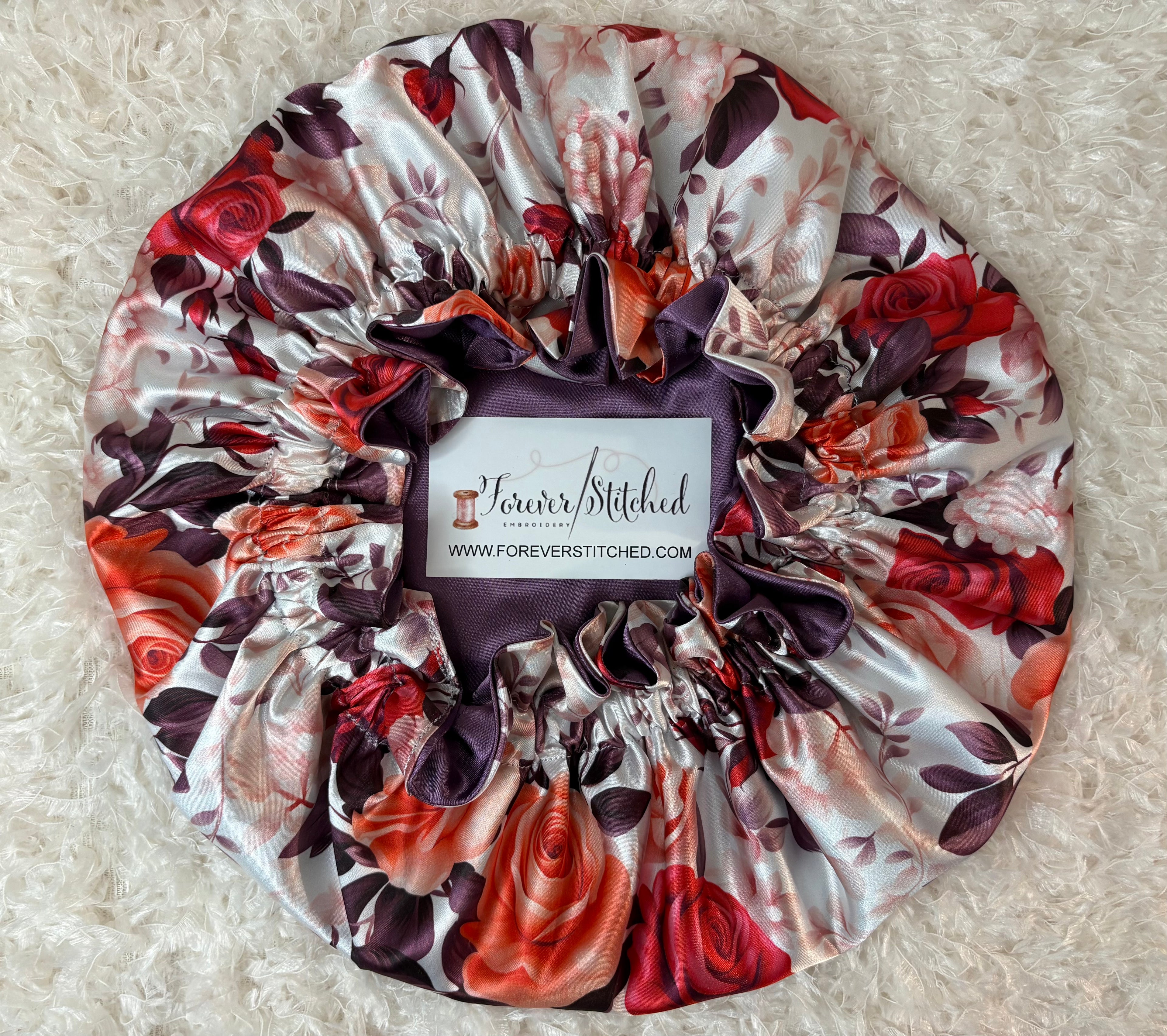 Rose Garden Cotton Bonnet with Charmeuse Satin Lining | Print Satin Hair Bonnet for Curly & Natural Hair