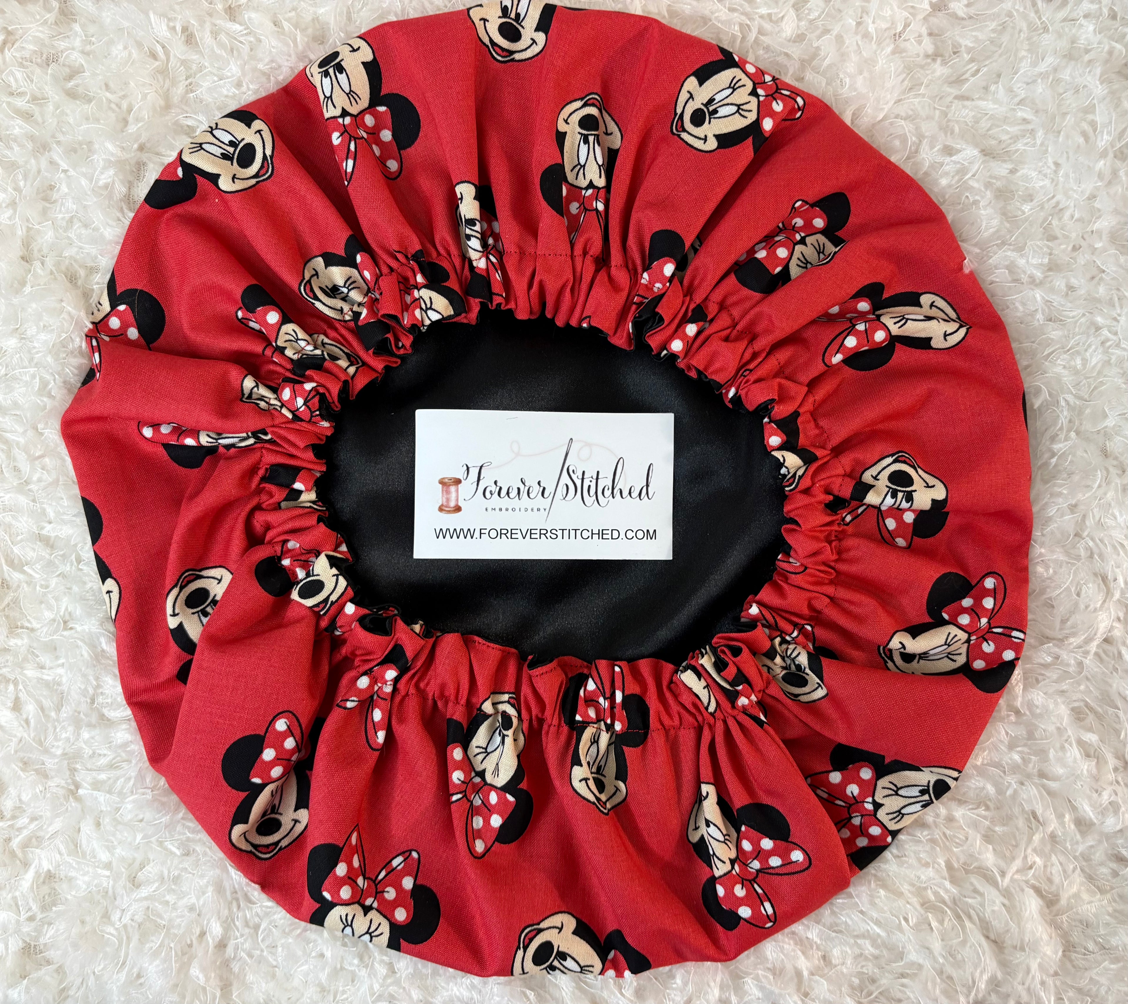 Minnie Cotton Print Bonnet with Charmeuse Satin Lining | Print Satin Hair Bonnet for Curly & Natural Hair