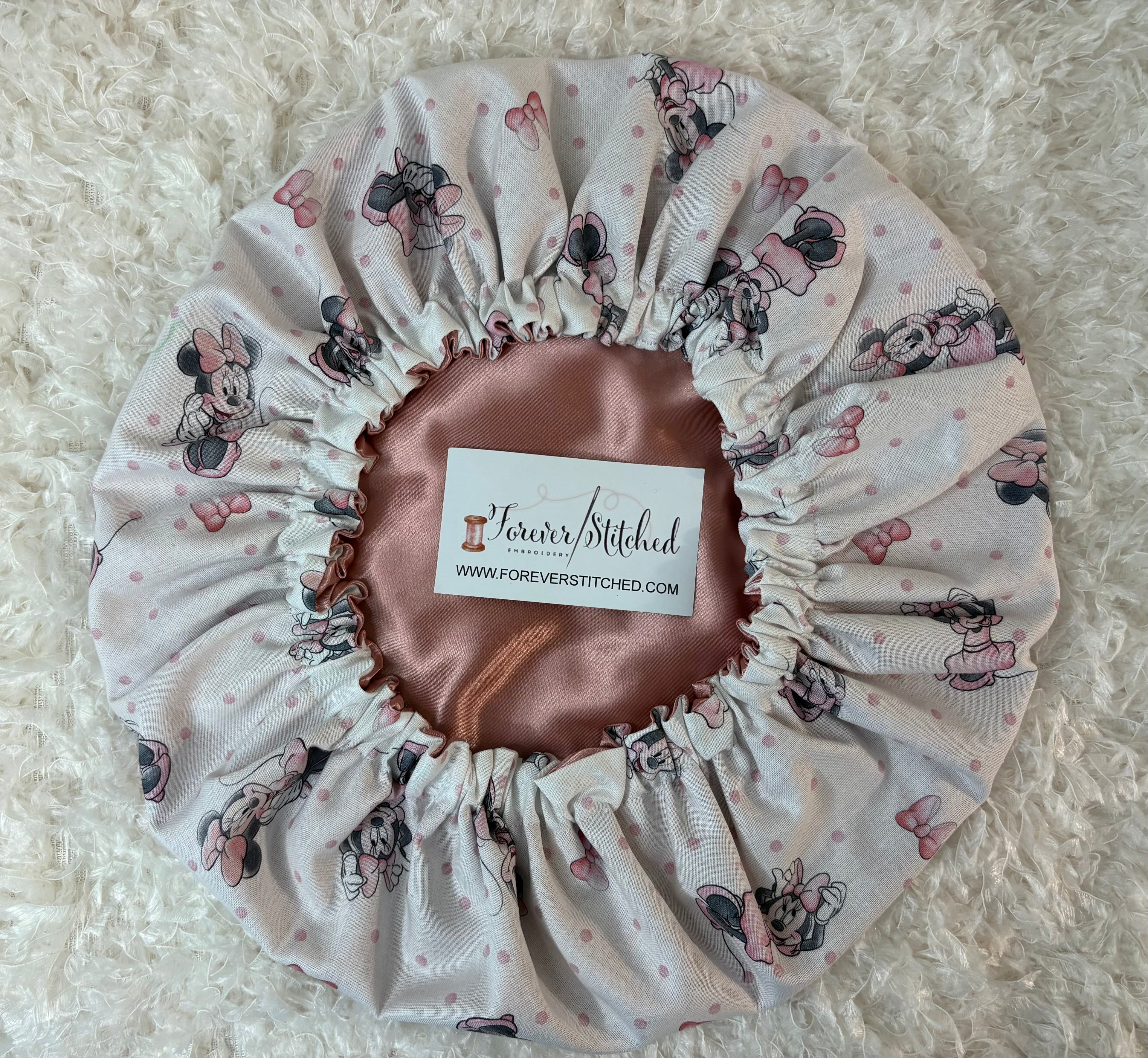 Minnie Cotton Print Bonnet with Charmeuse Satin Lining | Print Satin Hair Bonnet for Curly & Natural Hair