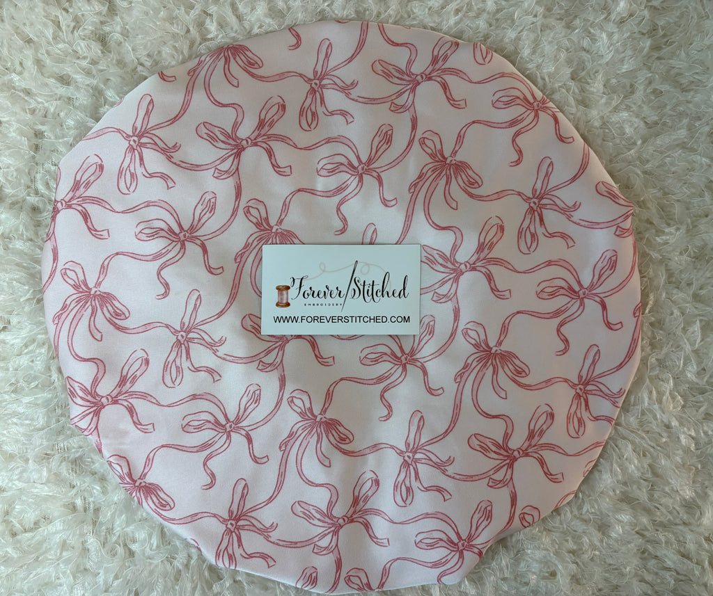 Pink Ribbon Cotton Print Bonnet with Charmeuse Satin Lining | Print Satin Hair Bonnet for Curly & Natural Hair