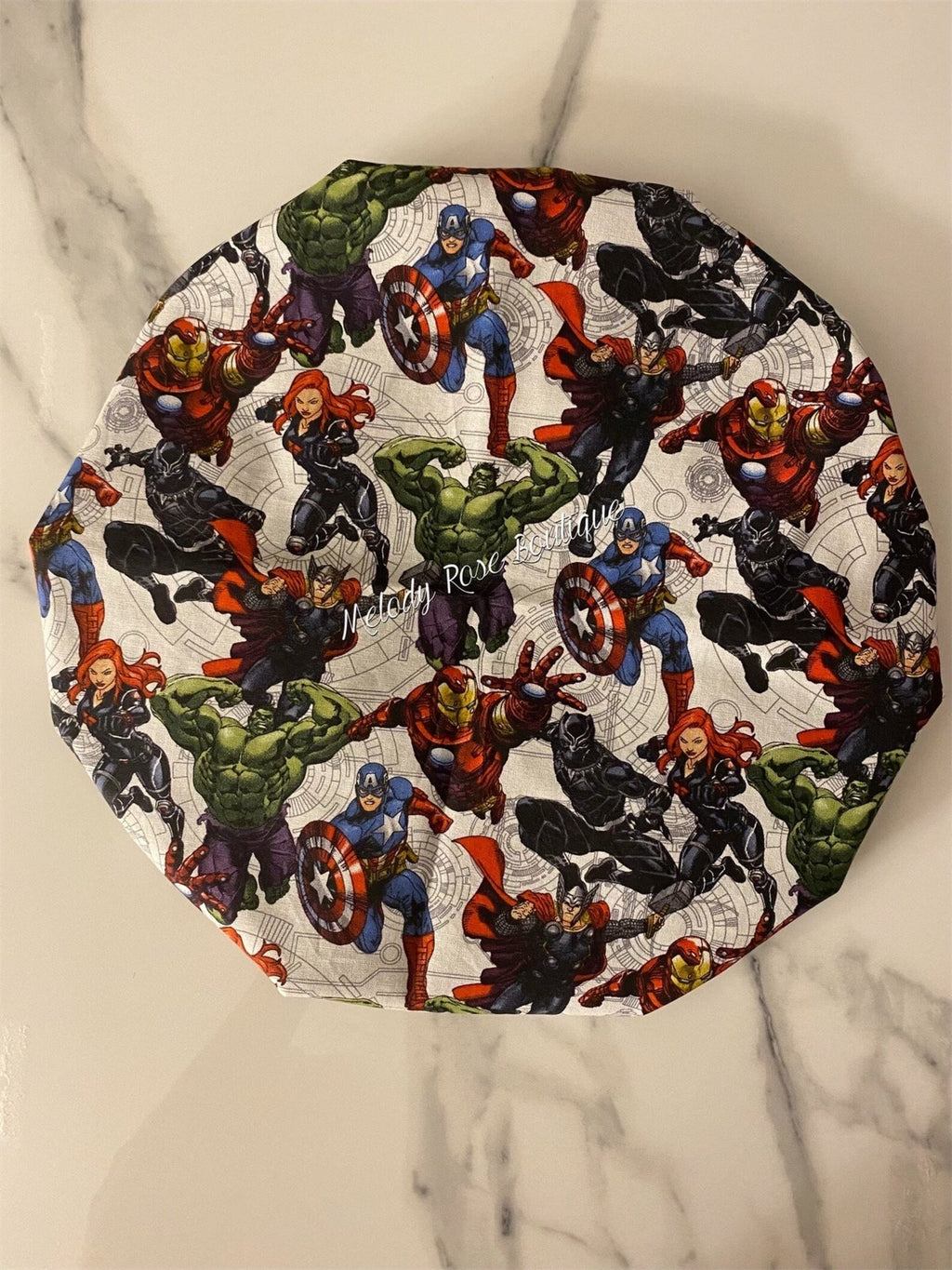Marvel Super Heros Cotton Bonnet with Charmeuse Satin Lining | Print Satin Hair Bonnet for Curly & Natural Hair