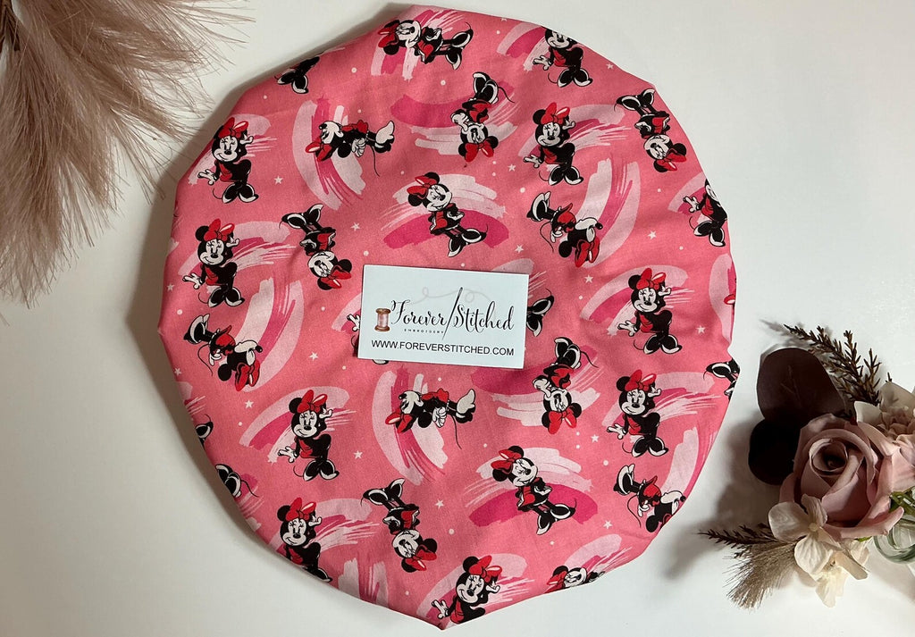 Coral Minnie Cotton Bonnet with Charmeuse Satin Lining | Print Satin Hair Bonnet for Curly & Natural Hair