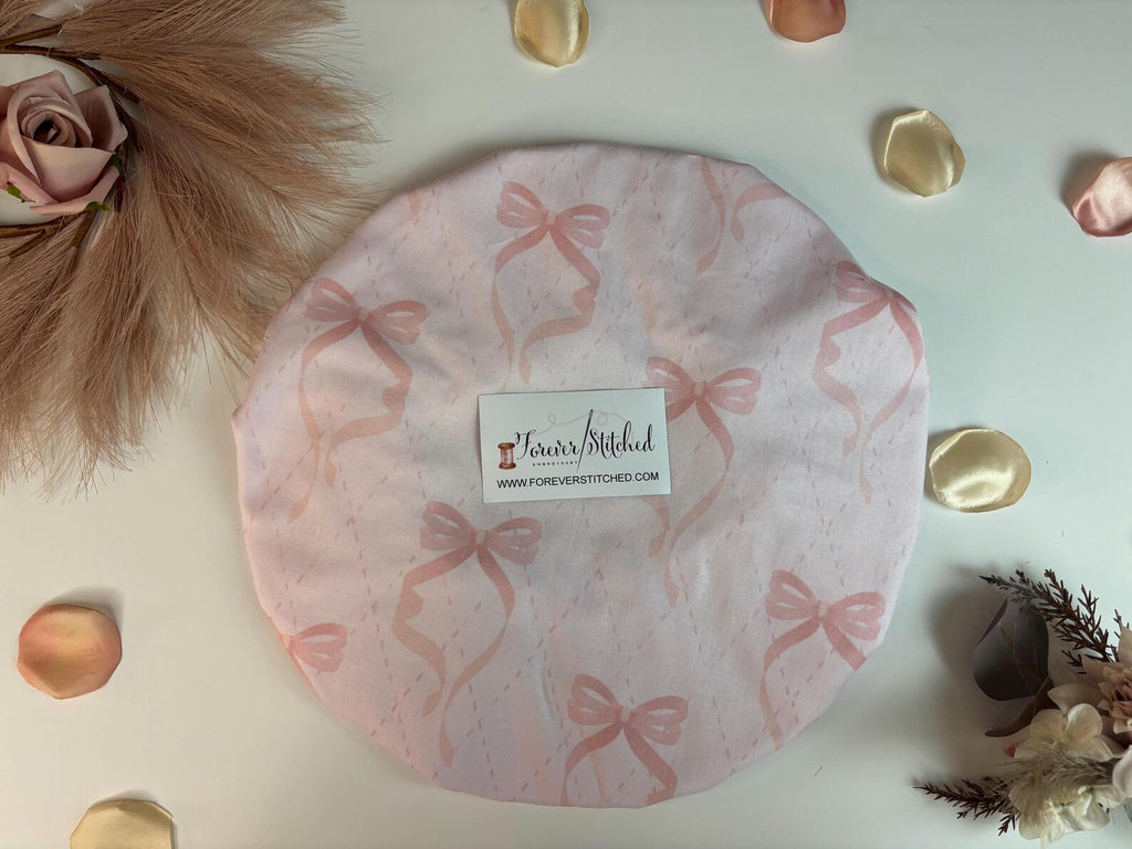 Pink Ribbon Cotton Bonnet with Charmeuse Satin Lining | Print Satin Hair Bonnet for Curly & Natural Hair