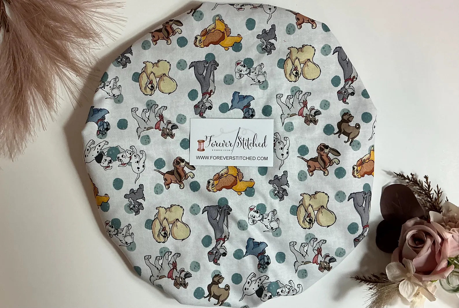 Lady & The Tramp Cotton Bonnet with Charmeuse Satin Lining | Print Satin Hair Bonnet for Curly & Natural Hair