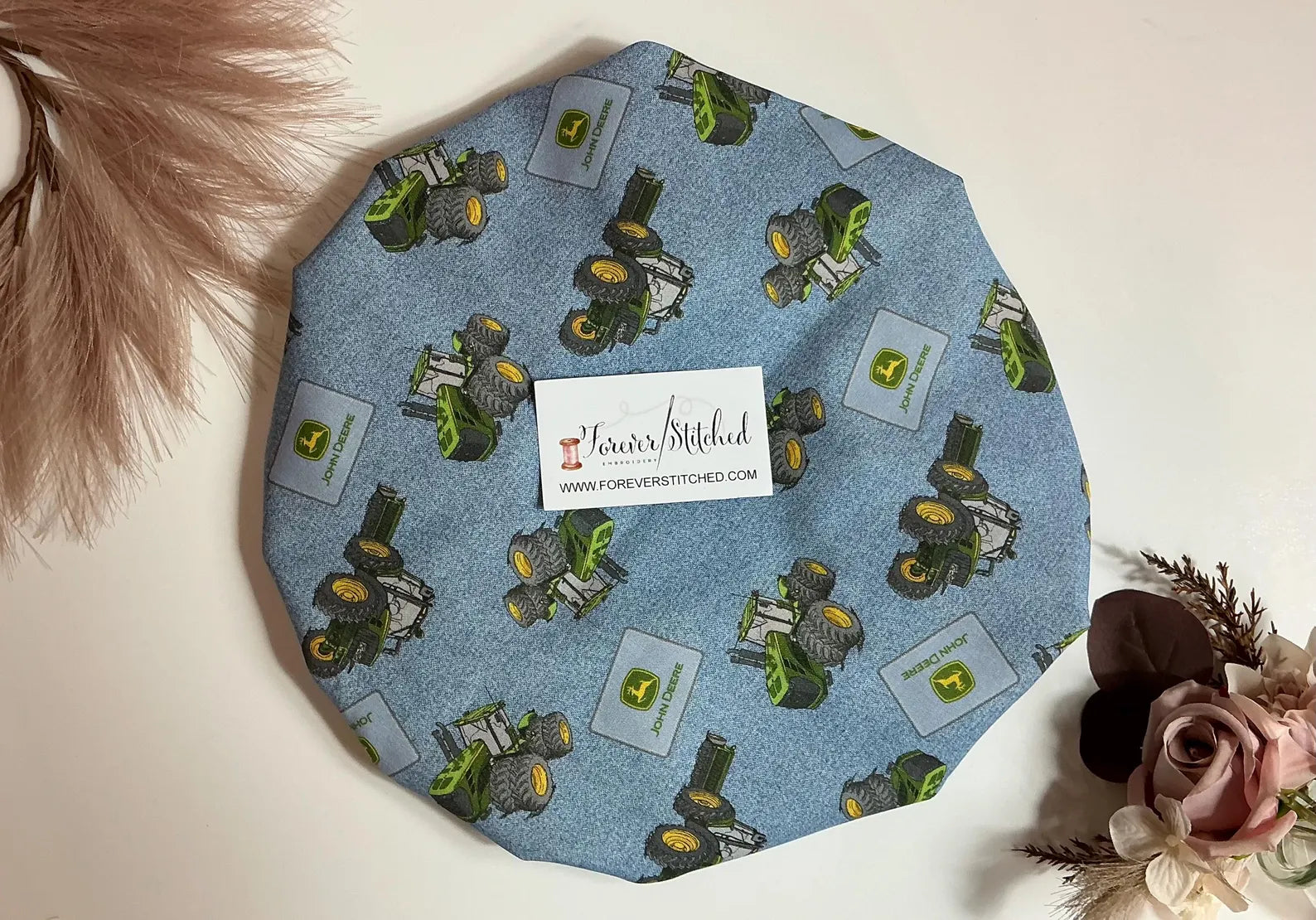 Tractor Cotton Print Bonnet with Charmeuse Satin Lining | Print Satin Hair Bonnet for Curly & Natural Hair