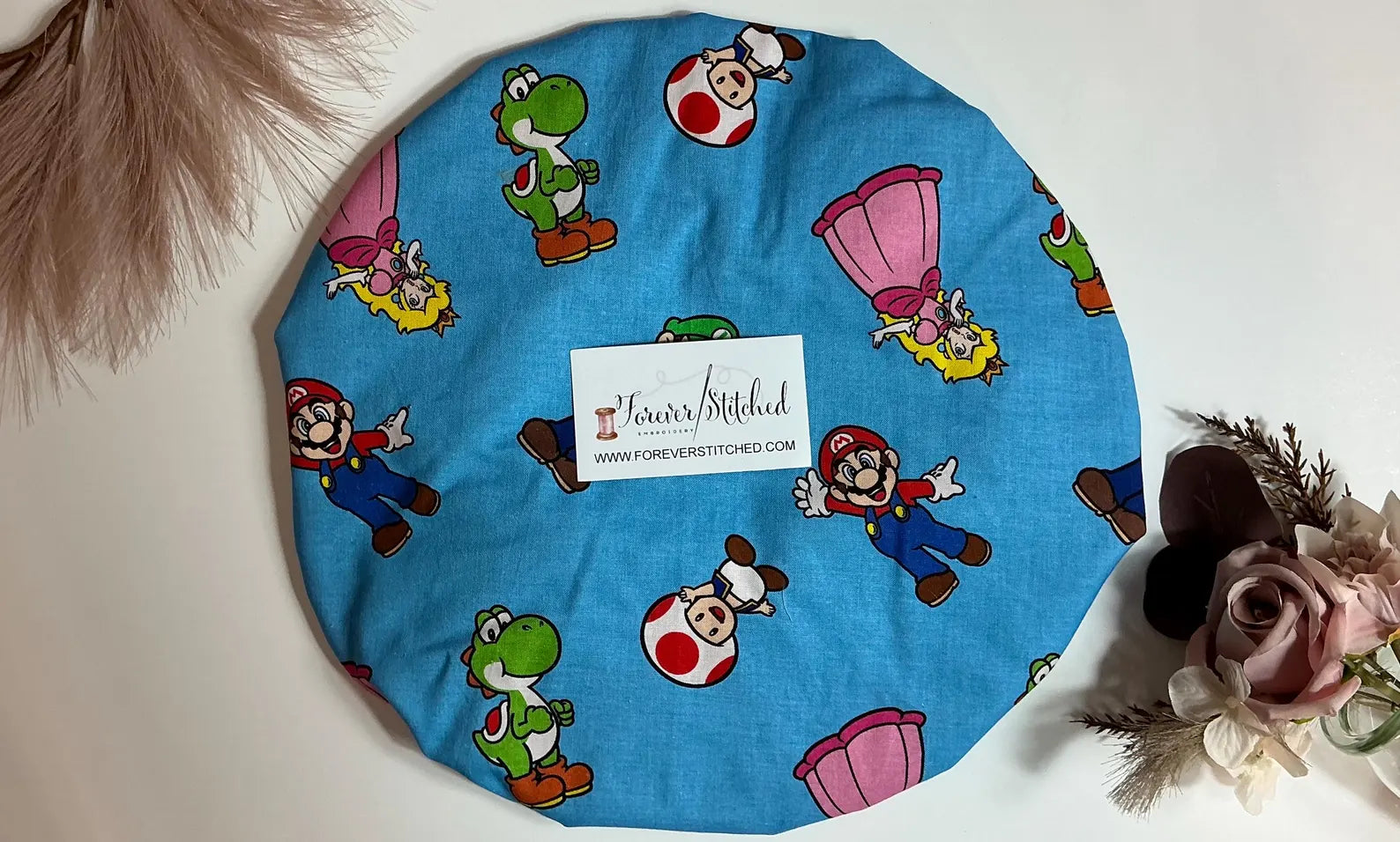 Mario Brothers “Mario & Crew” Cotton Bonnet with Charmeuse Satin Lining | Print Satin Hair Bonnet for Curly & Natural Hair