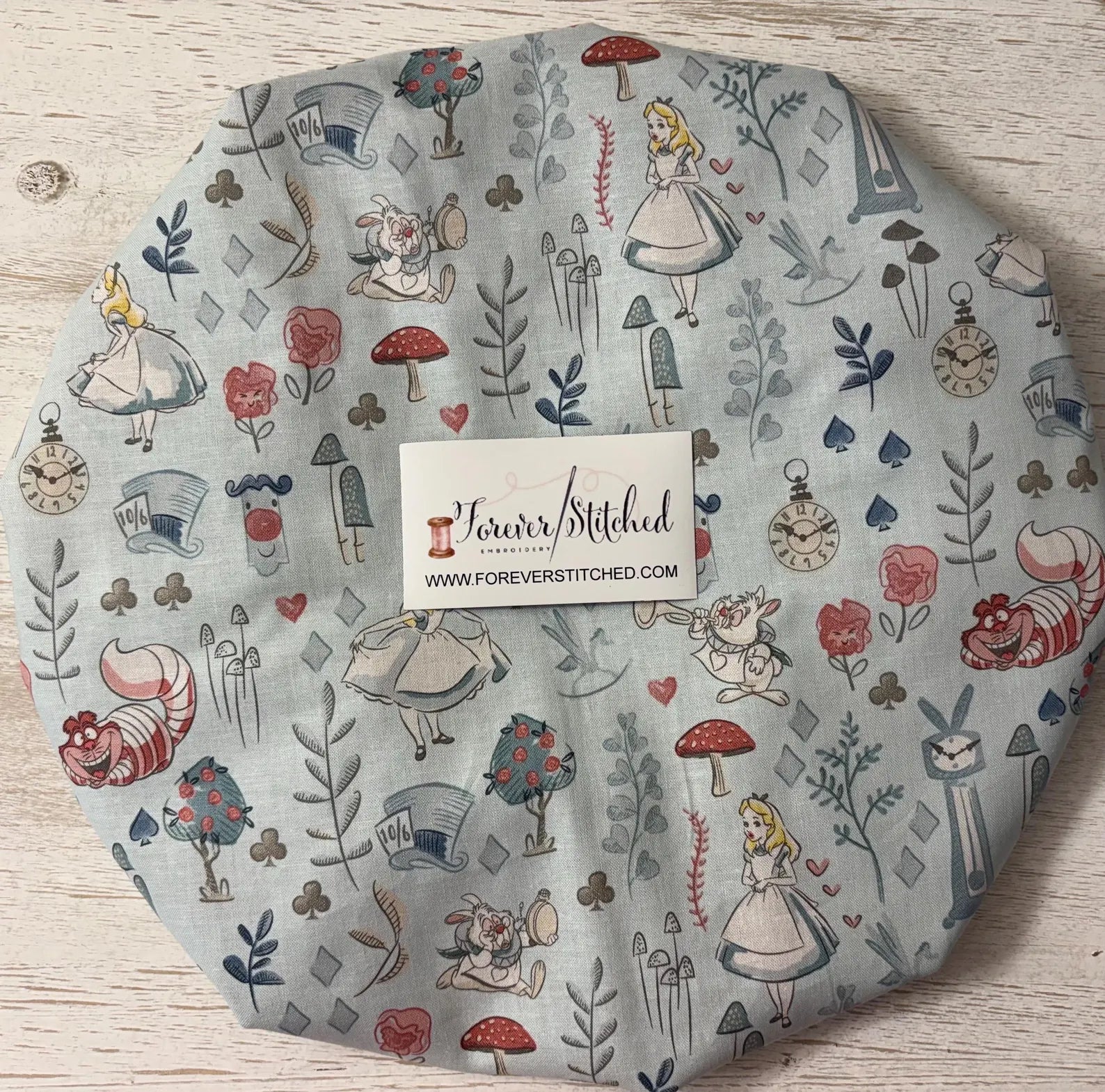 Alice in Wonderland Cotton Bonnet with Charmeuse Satin Lining | Print Satin Hair Bonnet for Curly & Natural Hair