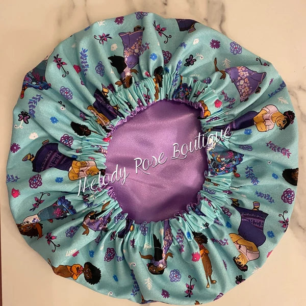 Encanto Cotton Bonnet with Charmeuse Satin Lining | Print Satin Hair Bonnet for Curly & Natural Hair