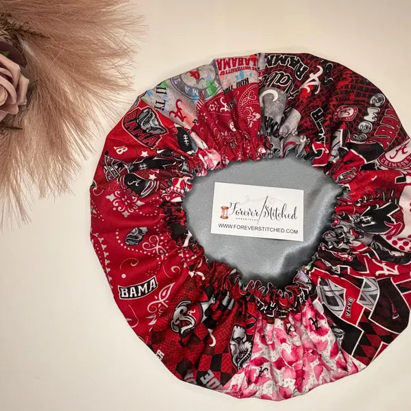 Rolltide Cotton Print Bonnet with Charmeuse Satin Lining | Print Satin Hair Bonnet for Curly & Natural Hair